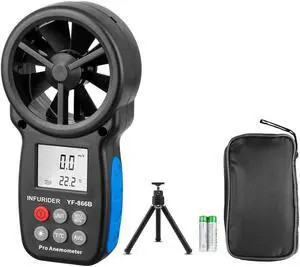 Anemometer Handheld, Digital Wind Speed Meter Anemometer/Wind Velocity and Wind Temp Measurement, Wind Gauges Airflow Tester for HVAC CFM Shooting Drone (INFURIDER YF-866B)