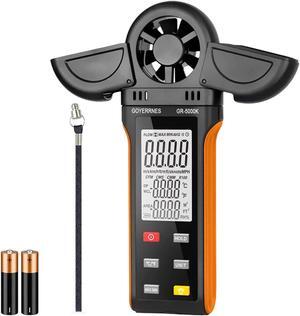 Handheld Anemometer, Digital Wind Speed, Temperature, Humidity Gauge Meter, Air Flow Velocity CFM Measuring Device for HVAC Outdoor Sailing Shooting Golf