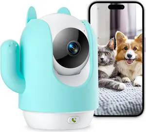 Pet Camera, 2K Indoor Security Camera, 360° Dog Camera with Phone App, Baby Monitor w/One-Touch Call, AI Motion Detection & Tracking, IR Night Vision, Cloud/SD Card Storage, 2.4GHz Wi-Fi, Blue Pet Camera, 2K Indoor Security Camera, 360° Dog Camera with Phone App, Baby Monitor w/One-Touch Call, AI Motion Detection & Tracking, IR Night Vision, Cloud/SD Card Storage, 2.4GHz Wi-Fi, Blue