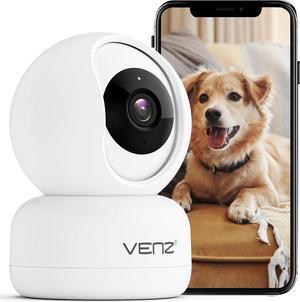 Indoor Security Camera, 1080p Pet Camera with Phone App, Ideal Indoor Camera for Baby Monitor/Dog Camera, 360° Pan/Tilt View Angel with 2 Way Audio, Cloud/SD Card, 2.4Ghz WiFi Only