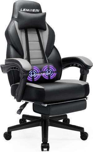 Gaming Chairs with Footrest,Ergonomic Video Game Chairs for Adults,Big and Tall Chair 400lb Weight Capacity, Racing Style Computer Gamer Chair with Headrest and Lumbar Support,Grey