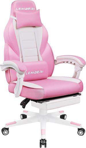 Pink Gaming Chair with footrest, Kawaii Cute Pink Gamer Chair for Girl,Girls Video Game Chairs,Computer Gaming Chair with Headrest and Lumbar Support