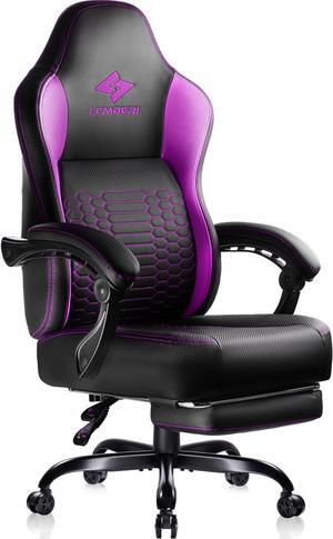 Big and Tall Gaming Chair 400lb Weight Capacity,Gamer Chairs for Adults,Video Game Chair wth Footrest,Racing Style Computer Gamer Chair with Headrest and Lumbar Support (Purple)