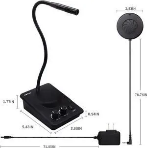 Window Speaker Intercom System,Dual Way Anti-Interference Intercommunication Microphone Talk Through Glass Window,for Business,Bank,Office,Hospital,Counter,Store,Station,School and More
