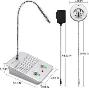 Window Speaker Intercom System,Anti-Interference Intercommunication Talk Through Glass Window,Intercom System for Business,Bank,Office,Hospital,Counter,Store,Station,Medical Center,White