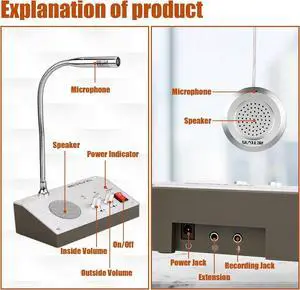 RT-9908 Window Speaker,Window Intercom Dual-Way Voice,Window Speaker Intercom System for Business,Bank,Ticket Window