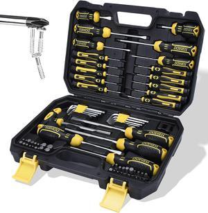 Magnetic Screwdriver Set Slotted/Phillips/Torx 108-Piece Stubby Screwdriver Mini Precision Screwdriver Bits Set Hex Key Set Magnetizer Tool Kit for Repair Craft