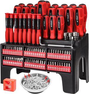 Magnetic Screwdriver Set with Rack, Includs Precision Screwdriver, Magnetizer Demagnetizer and Magnetic Bowl, DIY Tools for Men