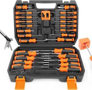 86-Piece Magnetic Screwdrivers Set with Case, Includs Slotted, Phillips, Hex, Pozidriv,Torx and Precision Screwdriver Set, Magnetizer Demagnetizer Tools, Tools for Men