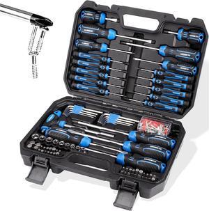120-pieces Magnetic Screwdrivers Sets Includes Sockets, Slotted, Phillips, Hex, Torx and Precision Screwdriver Set Tools for Men, Repair Home