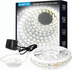 White LED Strip Light, 20 ft Dimmable Bright Rope Light, 6500K 24V Light Strips, 360 LEDs 2835 Tape Lights for Bedroom, Kitchen, Mirror, Home Decoration(1 Roll)