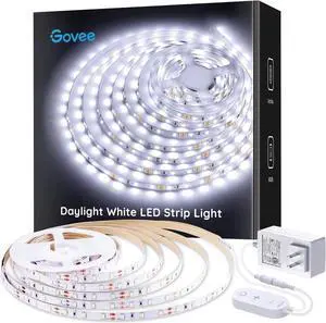 White LED Strip Lights, Upgraded 16.4ft Dimmable LED Light Strip 6500K Bright Daylight White, Strong Adhesive, 300 LEDs Flexible Tape Lights for Mirror, Kitchen Cabinet, Bedroom, Christmas Decor