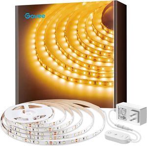 Warm White LED Strip Lights, Bright 300 LEDs, 3000K Dimmable Light Strip 16.4ft with Control Box, LED Lights for Bedroom, Kitchen Cabinets, Living Room, ETL Listed Adapter Included