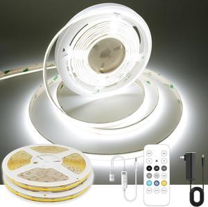 32.8ft White COB LED Strip Light, High Bright LED Strips with 320LEDs, RF Remote and UL Power Supply, 6000K Dimmable LED Lights for Bedroom, Kitchen, DIY Home Decoration, 2 Rolls of 16.4ft