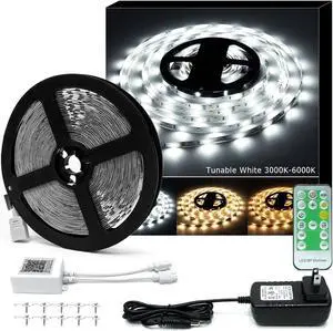 6m LED Strip Lights, 3000K-6000K Tunable White, 20ft Dimmable Bright LED Tape Lights 360 LEDs Flexible Vanity Mirror Light for Home, Kitchen, Under Cabinet, Bedroom