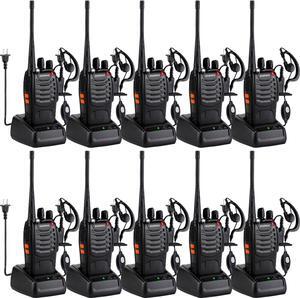 Walkie Talkies 888S Rechargeable Long Range with Earpieces for Adults, 16 Channel Professional Radio Handheld Two Way Radios Li-ion Battery and Charger Included (10pack with 10earpiece)