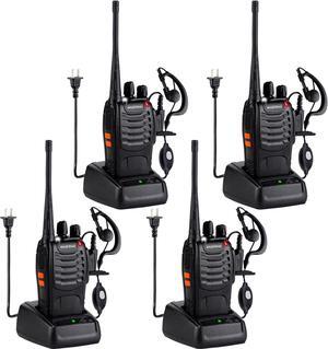 Walkie Talkies 888S Rechargeable Long Range with Earpieces for Adults, 16 Channel Professional Radio Handheld Two Way Radios Li-ion Battery and Charger Included (4pack with 4earpiece)