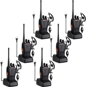 Walkie Talkies 888S Rechargeable Long Range with Earpieces for Adults, 16 Channel Professional Radio Handheld Two Way Radios Li-ion Battery and Charger Included (6pack with 6earpiece)