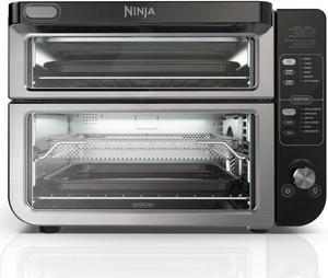 Ninja DCT401 12-in-1 Double Oven with FlexDoor, FlavorSeal & Smart Finish, Rapid Top Convection and Air Fry Bottom , Bake, Roast, Toast, Air Fry, Pizza and More, Stainless Steel