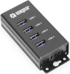 4-Port USB 3.2 Gen 1 Mountable Charging and SuperSpeed Data Hub with 5V/2A Power Adapter and USB Type-A to Type-B Cable Up to 900mA per Port Charging Function Wall and Surface Mounting