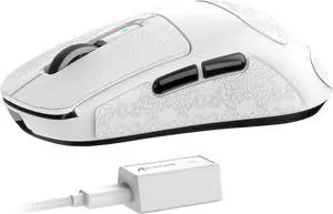 Lightweight Wireless Gaming Mouse,PAW 3950Max Sensor Computer Mouse with Nordic 52480,8KHz Polling,42K DPl,OMRON Optaicl Switch,USB-C Charging,7 Programmable Buttons(White & Sticker)