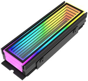 M.2 2280 ARGB Hard Drive Heatsink Cooling M2.2280 SSD Cooler 5V 3Pin Addressable RGB Sync Multi Mainboard Efficient Heat Dissipation SSD Radiator with Thermal Pad (Black)