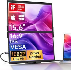 Laptop Screen Extender, 15.6" 1080P FHD IPS Dual Portable Monitor, Triple Screen Laptop Monitor Extender with Built-in Hub, Magnetic Design, Plug & Play for Wins/Mac (Driver Required)