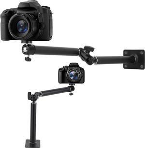 Articulating Wall Mount Camera Arm with 1/4 inch-20 Threaded Compatible with Digital/Security/Webcam/CCTV POV Camcorder/Video Light/Small Cameras,Adjustable Aluminium Alloy Arm