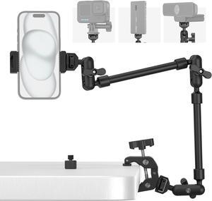 22" Magic Arm w Clamp, Overhead Phone Mount, Flexible Desk Camera Mount & Clamp, Articulating Friction Boom Arm w Thread Adapter, for Light, Webcam, Mic, Action Camera