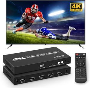 2x2 HDMI 4K Video Wall Controller with Media Player Function,4K@30HZ TV Wall Processor, 8 Display Modes 1x1 1x2 1x3 1x4 2x2 2x1 3x1 4x1 with Remote Control, 180°Rotate,with for 4x1-1 HDMI Input/Output