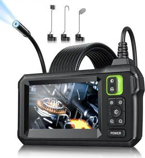 Endoscope Camera with Light, Inspection Borescope Camera with 4.3" IPS Screen, 1920P HD with 8 LED Lights, 16.4FT Semi-Rigid Cord Bore Scope, IP67 Waterproof Endoscope for Sewer, Tools(Green)