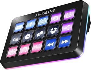 Stream Controller with 15 Macro Keys, Streaming Keyboard with Trigger Actions in OBS/Twitch/YouTube/Streamlabs, Shortcut Buttons Keypad Works with Mac and PC