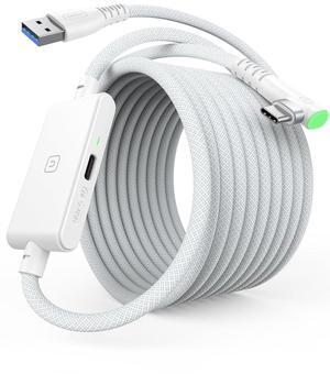 16ft Premium VR Link Cable with Charging, USB 3.0 Compatible with Meta Quest 3s, Oculus Quest 3/2/Pro, Pico 4, PC VR & Steam VR - Perfect White VR Accessory, Ideal Gift Choice