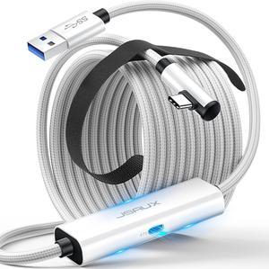 Link Cable with 18W Charging 16ft, Compatible with Oculus Meta Quest 3S/ 3/2/ Pro and Pico 4, PC VR, Steam VR Accessories, 2-in-1 High Speed 5Gbs USB3.0 to USB-C Data Cord for VR Headset