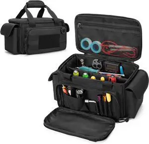 Small Tool Bag with Anti-friction and Thick Padded Bottom, Tool Storage Organizer for Men, Tactical Bag, Range Bag, Multi-functional Work Bag for Repairman, Electrician, Carpenters, Handyman