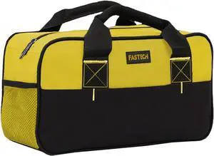 14 Inch Tool Bag, Small Wide Mouth Tool Tote Bag, Waterproof Tool Organizer Bag, Electricians Repairman Tools Tote Bag Double Fabric Storage Bag (Yellow)
