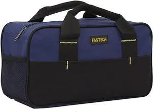 14 Inch Small Tool Bag,Wide Mouth Tool Tote Bag,Waterproof Tool Organizer Bag,Electricians Repairman Tools Tote Bag Double Fabric Storage Bag (Blue)