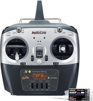 Radiolink 8 Channels 2.4GHz RC Remote Transmitter and R8EF Receiver APP Parameter Setup Dual Stick Controller for RC Airplane Aircraft Boat Car and More