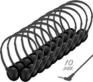 Kids Headphones Bulk for School Classroom 10 Pack, Wired On-Ear Classroom Headphones for Students Children Toddler Boys Girls Teen(Black)