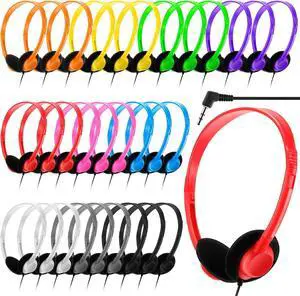 30 Pack Class Set Headphones for Students Bulk School Headsets Earphones with 3.5mm Jack Classroom Must Haves Teacher Supplies for Adults Laptop Computer(Multicolor)