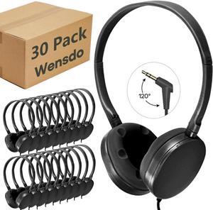 Classroom Headphones Bulk 30 Pack for Kids School, Wholesale Class Set Durable Earphones for Students Children Toddler Teens Boys Girls and Adult (HY104,Black)