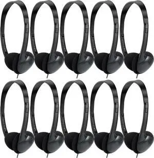 30 Pack Class Set Headphones for Kids Students School Classroom Headphones Bulk Earphones Adjustable with 3.5 mm Jack for Library Children Adults (Black Color)