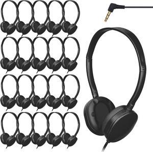20 Pack Headphones Bulk Adjustable Classroom Headphones Library on Ear Headphones Wholesale School Headphones with Wire 3.5 mm Plug for Student, Kids, Adults(Black)