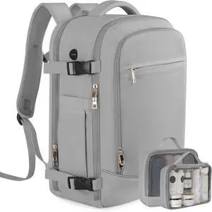 Travel Backpack, Large Backpack for Men Women, Flight-approved Carry-on Backpack, 40L Personal Item Travel Backpack, Travel Essentials, Grey