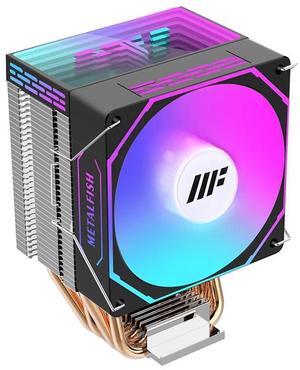 ARGB CPU Cooler, 4 Heat Pipes, 4PIN PWM Silent ARGB Fan for Intel LGA1700 1200 1150 1155 1156 1366 AM5 AM4 AM3 (Black)