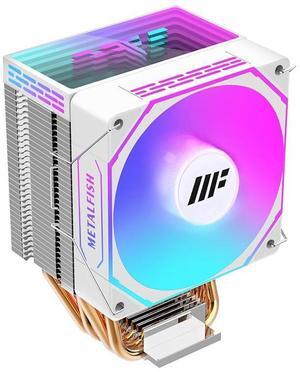 ARGB CPU Cooler, 4 Heat Pipes, 4PIN PWM Silent ARGB Fan for Intel LGA1700 1200 1150 1155 1156 1366 AM5 AM4 AM3 (White)