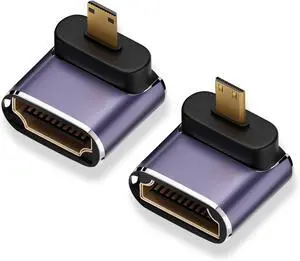 8K Micro HDMI to HDMI Adapter (2 Pack), Up and Down 90 Degree Right Angle Micro HDMI Converter Connector for Sony A6000, Raspberry Pi 4, GoPro Hero 7 and Other Sport Camera