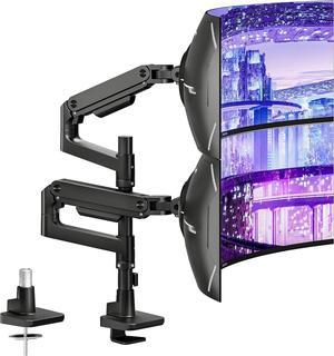 Dual Monitor Arm Desk Mount for 17-49 Inch Ultrawide Monitors, Heavy Duty Dual Monitor Mount Holds 44 lbs, Full Motion Gas Spring Vertical Stacked Monitor Mount, 75/100 VESA Mount, Black
