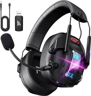 Wireless Gaming Headset for PS5, PS4, PC, USB Over Ear Gaming Headphones with Noise Canceling Mic, Bluetooth 5.3, 100H Battery, Low Latency, Foldable Headset for Switch, Mac, Laptop