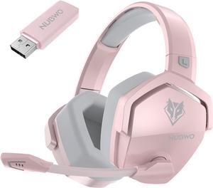 G06 Dual Wireless Gaming Headset with Mic for PS5, PS4, PC, Mobile, Switch: 2.4GHz Wireless + Bluetooth - 100 Hr Battery - 50mm Drivers - Pink